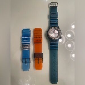 Immersion Men's Watch with Interchangeable Straps - Blue and Orange